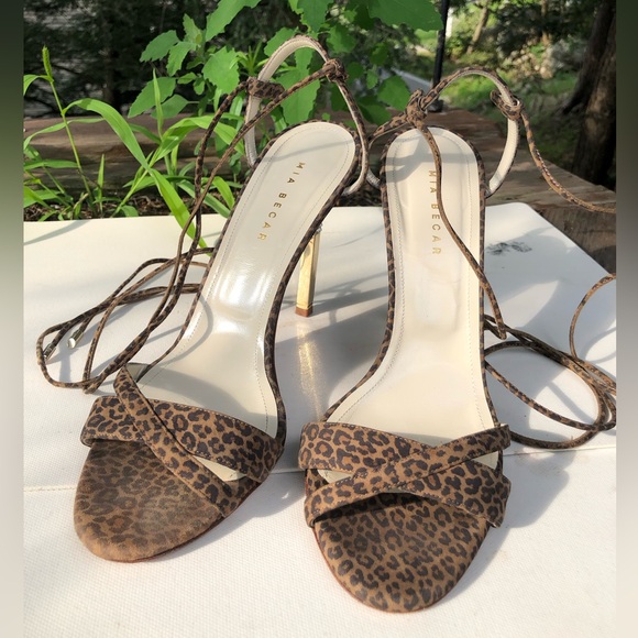 Mia Becar Animal Print Suede High Heel Lace Up Sandals size 39 US 9 - Picture 5 of 13